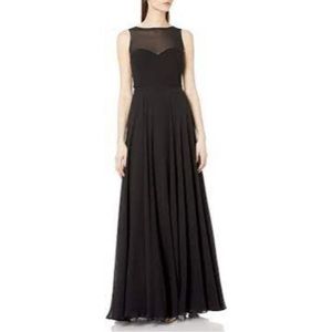 JENNY YOO COLLECTION Elizabeth Black Illusion sleeveless fit flare formal dress.